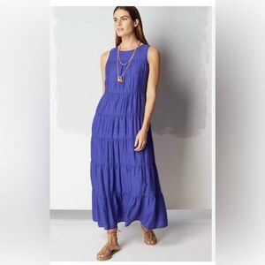 J. Jill Royal Purple Sleeveless Tiered A-Line Maxi Dress
